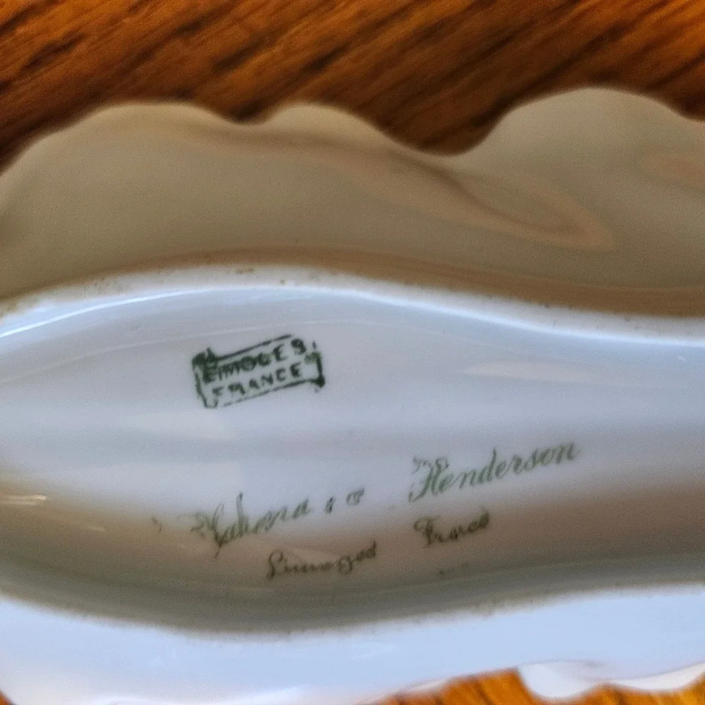 Limoges France Porcelain Celery Dish Calla Lily Gold Gilt Kahn & Henderson Tray